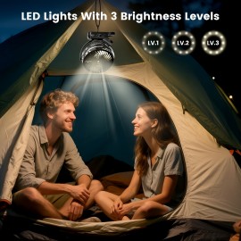 Portable Rechargeable Clip-On Fan with Water Tank, LED Light & Hook - 3 Speeds, 2 Mist Modes, 360° Rotation, USB Charging, Foldable Design for Golf Cart, Travel, Treadmill, Outdoor Use (BLACK), Portable Fan, Travel Cooling, Sleek Fan Design, Durable Construction, Fan For Room Big Size, Fan Blade, Mini Fan, Clip Fan, Rechargeable Fan, Electric Fan, Ventilator