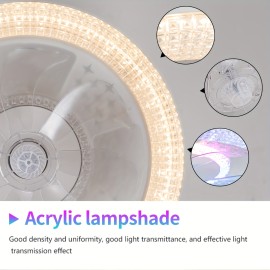 [Remote Control RGB Fan] Modern Low-Profile Ceiling Fan with RGB LED Lights - Remote Control 6-Speed Quiet Built-in Fan, Color-Changing RGB Lighting 3000K-6500K for Kids' Room, Bedroom, Living Room, Bedroom Airflow Solution, Integrated Lighting Fixture, Durable Light Combination