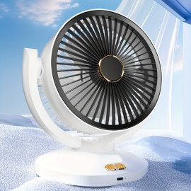 [USB Rechargeable Fan] Wall-Mounted USB Rechargeable Fan with Wind Speed Adjustment, 1800mAh Battery & Compact Design for Home, Office, School, Camping - Summer Cooling Essential, Office Airflow Fan, Durable Plastic Body