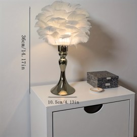 Modern Table Lamp with Golden Base - USB-Powered, Switch-On/Off, Bell-Shaped Shade, Polished Metal Base, Fabric Shade, Ideal for Bedroom & Living Room Decor, Bedroom Table Lamp | Modern Table Lamp | Usb Powered Lamp, Table Lamp For Living Room