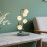 Modern Green Lily-of-the-Valley Table Lamp with Flower-Shaped Shade - Plug-in White Bulb (Compatible with E27), Soft Glow Night Light for Bedroom, Living Room,, Hotels & B&Bs - Glossy Plastic/Metal Bell Lighting Fixture