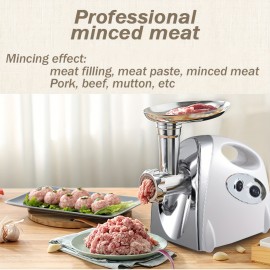 Meat Mincer - Electric Meat Grinder Household Multifunctional Mincer Sausage Stuffer Food Processor US 110V White