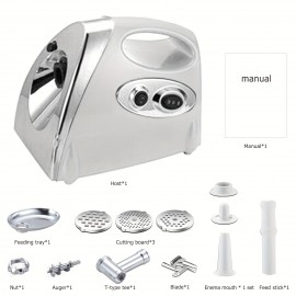 Meat Mincer - Electric Meat Grinder Household Multifunctional Mincer Sausage Stuffer Food Processor US 110V White