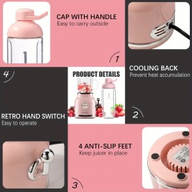 Homeleader Smoothie Blender Maker, Personal Blender For Shakes And Smoothies With 20.3 Oz Tritan BPA-Free Travel Cup And Lid, Green, Juicer Machine