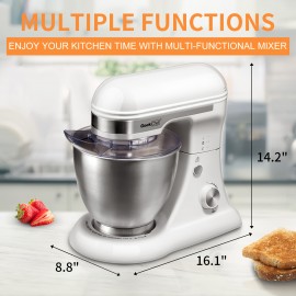 Geek Chef 4.8QT Stand Mixer 12 Speeds Tilt Head with Dough Hook Whisk Beater Bowl Rotary Knob for Home Kitchen