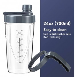 Personal Size 1000W /Plug-in Smoothie Blender Pro with 24oz to-Go Cup - High-Speed Blender for Smoothies, Protein Shakes, Food Prep, Portable Blending Machine, Compatible with /Outlet Power (Gray)