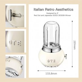 Personal Blender with 14oz Glass Jar & 4 Stainless Steel Blades - 20000 RPM Powerful Motor, BPA-Free Retro Portable Cordless Blender (Battery-Powered, Non-) for Smoothies, Shakes, Juices - Lightweight Pink Kitchen Blender with Ergonomic Handle