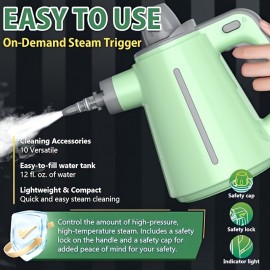 Steam Cleaner, Handheld Pressurized Steamer for Home Use, Multi-Surface Cleaning with 10 Accessories & Safety Lock, Deep Cleans Floor, Grout, Upholstery, Car And Grease, Deep Cleaning Device, Grease Removal Tool, Lightweight Steamer, Compact Steamer, Highpressure Cleaning, Sturdy Build, Cleaning Accessory Set, Pet Owners, Busy Households
