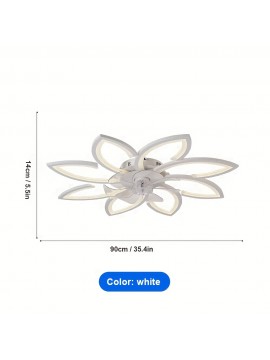 1pc Modern LED Semi-Recessed Ceiling Fan Light - Adjustable Brightness, 3 Color Options, 6 Speeds, Silent Motor, Remote Control, Decorative Lighting for Hotel, Living Room and Bedroom