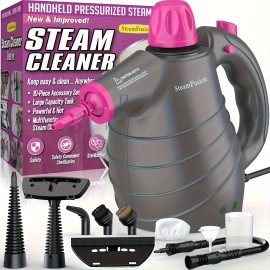 Steam Cleaner, Handheld Pressurized Steamer for Home Use, Multi-Surface Cleaning with 10 Accessories & Safety Lock, Deep Cleans Floor, Grout, Upholstery, Car And Grease, Deep Cleaning Device, Grease Removal Tool, Lightweight Steamer, Compact Steamer, Highpressure Cleaning, Sturdy Build, Cleaning Accessory Set, Pet Owners, Busy Households