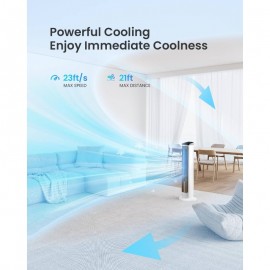 Portable Evaporative Tower Fan Cooler with Cooling Packs - 80° Oscillation, 3 Speeds/4 Modes, 12H Timer & 20ft Remote Control, for /Office Air Cooler, No Required (Compatible with Cooling Packs)