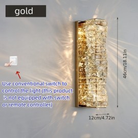 Luxury-modern gold/silver crystal wall lamp with LED three-color changing light. Suitable for bedrooms, bedside tables, corridors, etc. It is suitable for various indoor home lighting and decoration in different places. No wall switch is included.