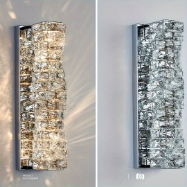 Luxury-modern gold/silver crystal wall lamp with LED three-color changing light. Suitable for bedrooms, bedside tables, corridors, etc. It is suitable for various indoor home lighting and decoration in different places. No wall switch is included.