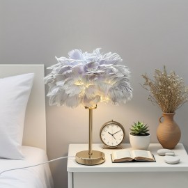 Gray Feather Artificial Table Lamp, Premium Gray Minimalist Warm Light Japanese Desk Lamp with Adjustable Brightness and Color Temperature for Multiple Scenes - USB Powered Bedside Romantic Home Ambiance Decor, Bedside Lamp, Lamps For Living Room, Table Lamps For Living Room, Lamps For Bedroom, Bedside Lamps, Bedside Lamps For Bedroom, Lamps For Living Room Table, Bedside Lamp For Bedroom, Table Lamps For Bedroom, Nightstand Lamps, Modern Lighting, Durable Construction,