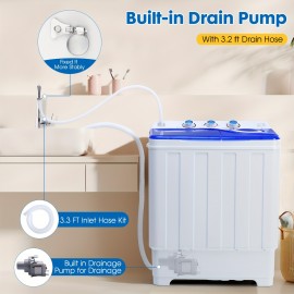 Portable Laundry Washer And Dryer Combo, Twin Tub Washing Machine with 18lbs Wash & 10lbs Spin Capacity, Compact Mini Washer with Built-in Drain Pump for Small Spaces, Apartments, Dorm Rooms, RV Travel, And Outdoor Use, Portable Washing Machine, Washing Machine And Dryer Combo, Washer And Dryer Set, Portable Washer And Dryer, Laundry Washer, Rv Laundry Solution, Dorm Room Essentials, Spacesaving Appliance, Twin Tub Design, Reliable Washing Machine, Sturdy Build, Spin Dryer Combo