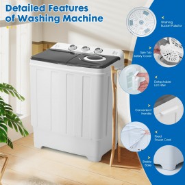 Portable Laundry Washer And Dryer Combo, Twin Tub Washing Machine with 18lbs Wash & 10lbs Spin Capacity, Compact Mini Washer with Built-in Drain Pump for Small Spaces, Apartments, Dorm Rooms, RV Travel, And Outdoor Use, Portable Washing Machine, Washing Machine And Dryer Combo, Washer And Dryer Set, Portable Washer And Dryer, Laundry Washer, Rv Laundry Solution, Dorm Room Essentials, Spacesaving Appliance, Twin Tub Design, Reliable Washing Machine, Sturdy Build, Spin Dryer Combo